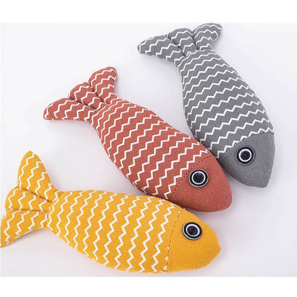 Burlap Fish Catnip Cat Toy, Throw Pillow, Teething Cat Toy, Fancy Cat Toy, Tough Bite, Sturdy Cat Toys Catnip Crinkle Sound Toys Soft and Durable, Interactive Cat Kicker Toys for Indoor Kitten