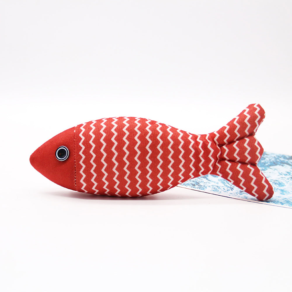 Burlap Fish Catnip Cat Toy, Throw Pillow, Teething Cat Toy, Fancy Cat Toy, Tough Bite, Sturdy Cat Toys Catnip Crinkle Sound Toys Soft and Durable, Interactive Cat Kicker Toys for Indoor Kitten