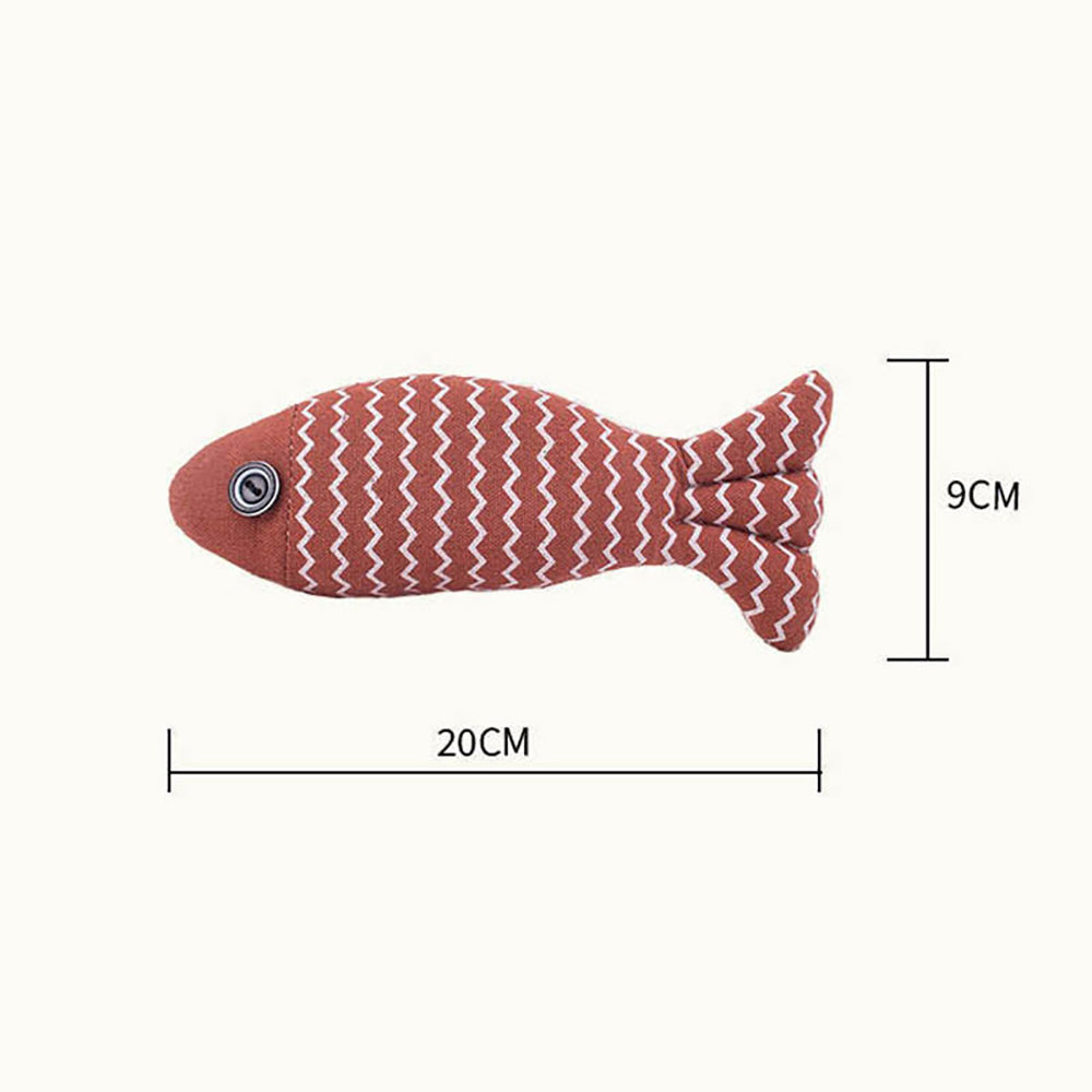 Burlap Fish Catnip Cat Toy, Throw Pillow, Teething Cat Toy, Fancy Cat Toy, Tough Bite, Sturdy Cat Toys Catnip Crinkle Sound Toys Soft and Durable, Interactive Cat Kicker Toys for Indoor Kitten