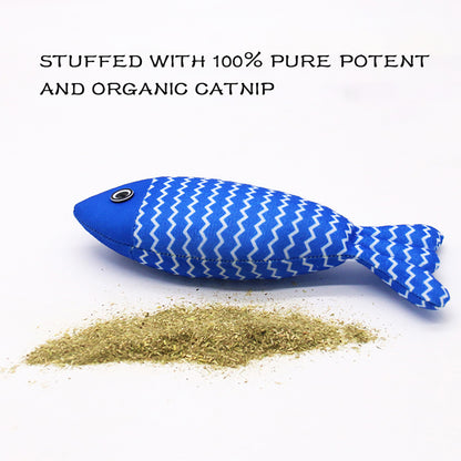 Burlap Fish Catnip Cat Toy, Throw Pillow, Teething Cat Toy, Fancy Cat Toy, Tough Bite, Sturdy Cat Toys Catnip Crinkle Sound Toys Soft and Durable, Interactive Cat Kicker Toys for Indoor Kitten