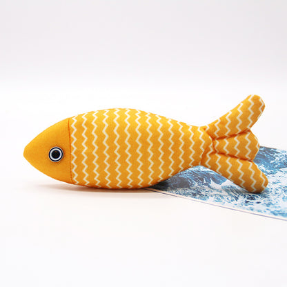Burlap Fish Catnip Cat Toy, Throw Pillow, Teething Cat Toy, Fancy Cat Toy, Tough Bite, Sturdy Cat Toys Catnip Crinkle Sound Toys Soft and Durable, Interactive Cat Kicker Toys for Indoor Kitten